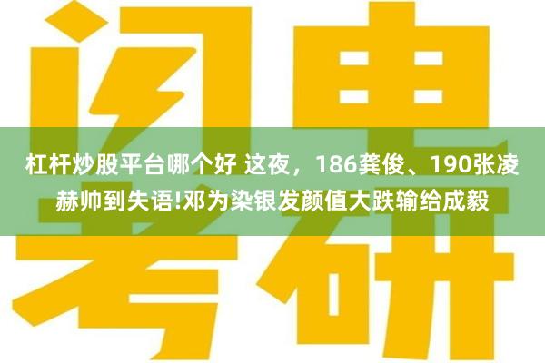 杠杆炒股平台哪个好 这夜，186龚俊、190张凌赫帅到失语!邓为染银发颜值大跌输给成毅