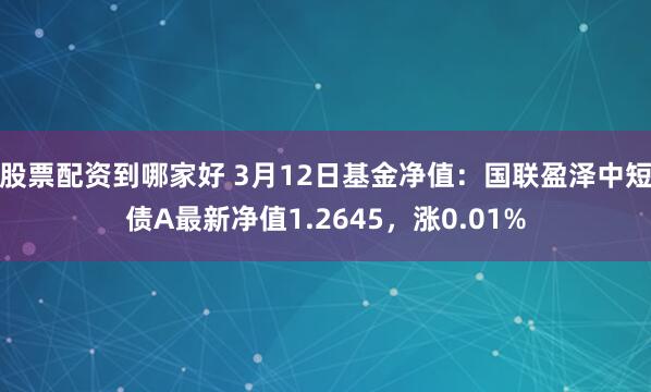 股票配资到哪家好 3月12日基金净值：国联盈泽中短债A最新净值1.2645，涨0.01%